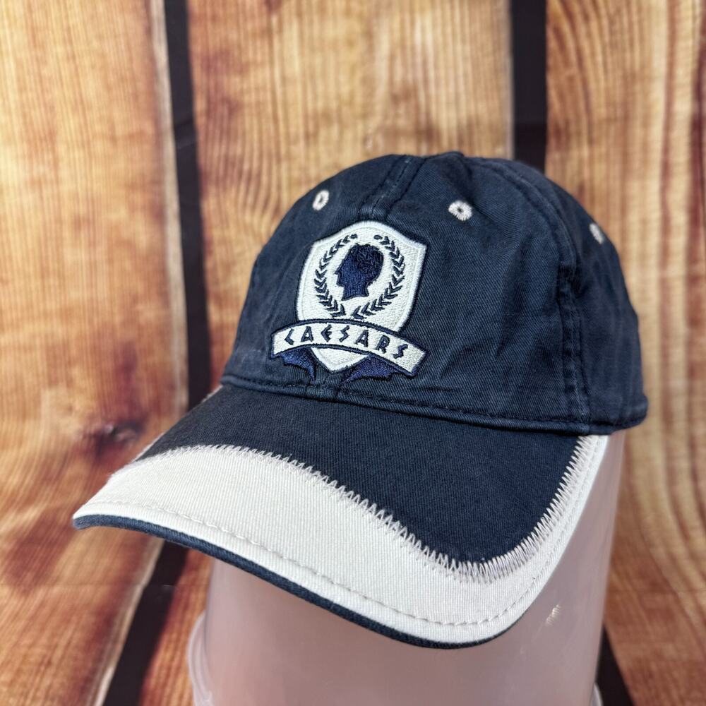 Caesars Palace Hat Blue White Strap Back Las Vegas Casino Baseball Cap Logo